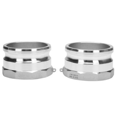 Imagem de DERPIPE Alumínio PartA Camlock Fitting - 10 cm macho Cam Lock x 10 cm fêmea NPT Tipo A Cam Groove Mangueira adaptador de desconexão rápida (pacote com 2)