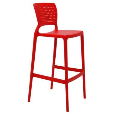Imagem de Banqueta Safira Alta Bar Vermelha em Polipropileno e Fibra de Vidro Tr