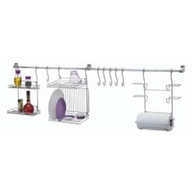 Imagem de Escorredor de Louça Suspenso Organizador Cozinha de Parede Porta Rolos