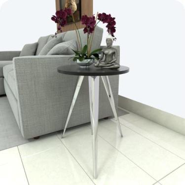 Imagem de Mesinha Lateral De Canto Para Sala e Quarto Redonda C.P - MetalCromo