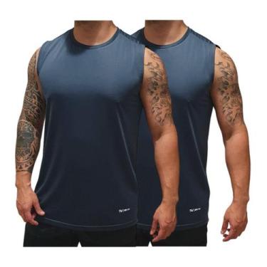 Imagem de Kit 2 Camisetas Regata Lisa  Masculina  Dry Fit  Esporte  Caimento per