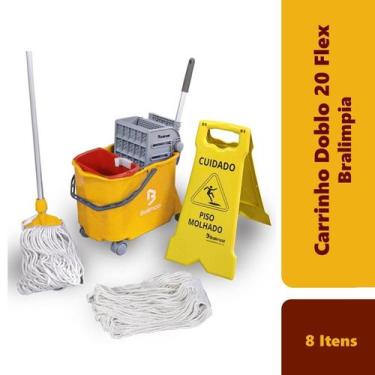 Imagem de Kit Carrinho + Cabo + Mop Úmido Doblo Flex 20 Bralimpia, -