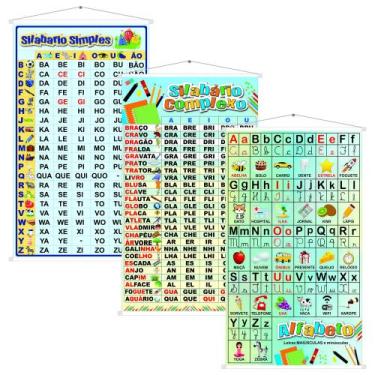Imagem de  3 Banners Pedagógicos Silabário Simples Complexo Alfabeto  - OC Shop