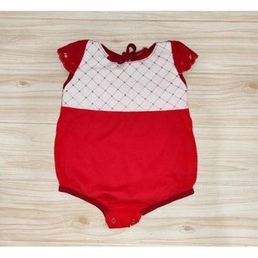 Imagem de Macacão De Bebê Menina 3 A 6 Meses Romper Vermelho De Bebe-Feminino