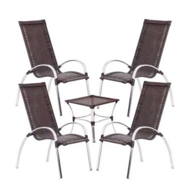 Imagem de Kit 4 Cadeiras em Alumínio Varanda Piscina Externa e Mesa de Centro Ga