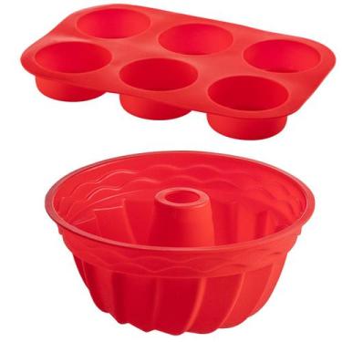 Imagem de Jogo Forma Cupcake Silicone + Forma Espiral Sortida Pudim - QUALITY HO