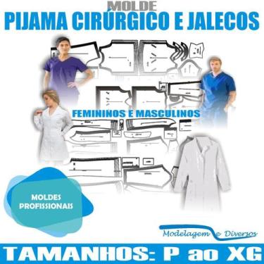 Imagem de Kit Moldes Pijama Cirúrgico E Jalecos Feminino E Masculino, Modelagem&