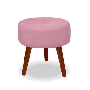 Imagem de Puff Redondo Decorativo Danny Rosa Bebe Pés Palito - Casa da Poltrona