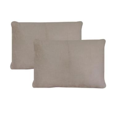 Imagem de Kit 02 Fronhas 50cm x 70cm Plush Microfibra Fleece Bege Arrumadinho En