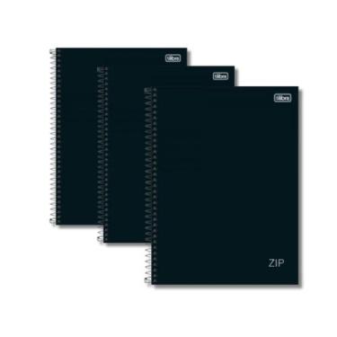 Imagem de Kit 03 Cadernos Espiral Universitário 10 Matérias ZIP Preto 160 Folhas