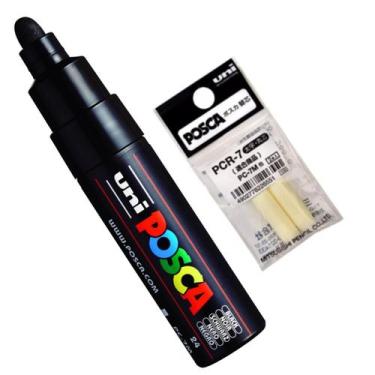 Imagem de Kit Posca PC-7M Preta + Refil - Uni-ball