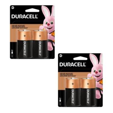 Imagem de Pilha  D Grande Alcalina Duracell C/4 LR20 Rádios Lanternas Brinquedos