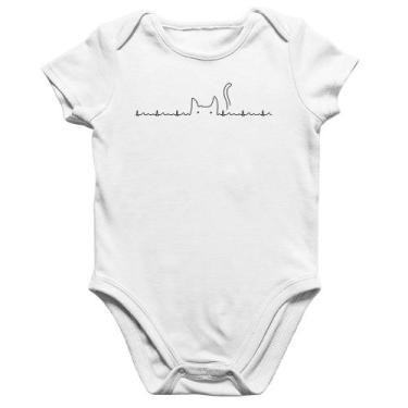 Imagem de Body Bebê Algodão Batimentos Cardíacos Gato - Foca na Moda, Branco, G