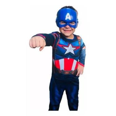 Imagem de Fantasia Longa Com Enchimento Capitao America - Compra Certa, GG  7 A 