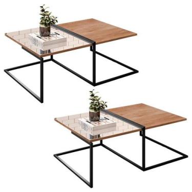 Imagem de Kit 2 Mesas de Centro Industrial com espelho Boreal Demolição - DROSSI
