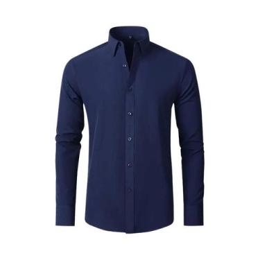Imagem de Camisa Masculina Slim Fit Manga Longa Branca 6XL - Primavera/Outono, 4