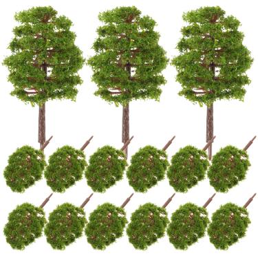 Imagem de Angoily Conjunto de brilho labial 9 cm árvores em miniatura mistas modelo árvores modelo trem cenário artificial wargame árvores modelo ferrovia cenário diorama suprimentos paisagem 20 peças plantas