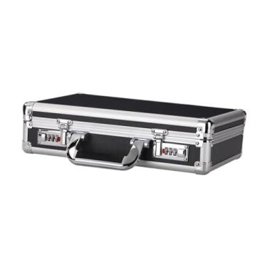 Imagem de Gralara Maleta de liga de alumínio com trava de senha Maleta para ferramentas portáteis para uso doméstico Maleta de transporte de equipamentos seguros para, Preto com Esponja