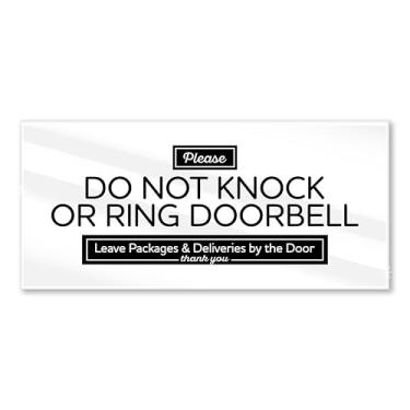 Imagem de Sinal de campainha branco Do Not Ring, acrílico Please Do Not Knock or Ring Doorbell, Don't Ring Doorbell Leave Packages Here Sign, No Soliciting Sign for House, Do Not Knock Sign, 6 x 2,8 Feito nos