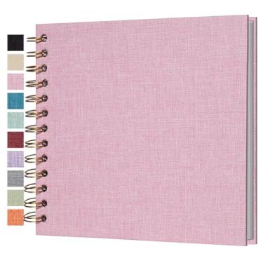 Imagem de Cherrich Pequeno Álbum de Recortes 7X7", Álbum de Fotos de Linho, Mini Álbum de Recortes, Livro de Memórias de Páginas Brancas Kraft para Casamento, Bebê, Família, Formatura, Viagem, Cachorro, Férias