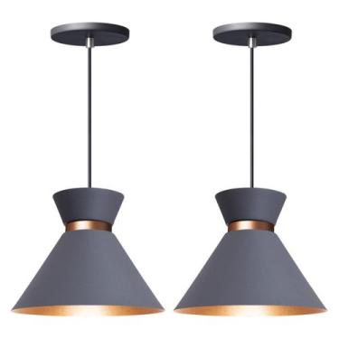 Imagem de Kit 2 Pendente Lustre Luminária Berlim 15cm Cinza - Iluminar Ambiente