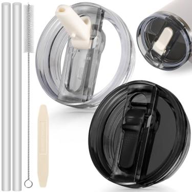 Imagem de ANTAND Tampa flip de canudo à prova de vazamento de 1,134 g para acessórios de copo Stanley de 1,134 g, pacote com 2 tampas de substituição sem derramamento, tampa de tampa removível de copo de 1,134