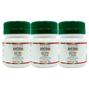 Imagem de Kit 3 Adoçante de Stévia 100% Natural Color Andina Food 10g