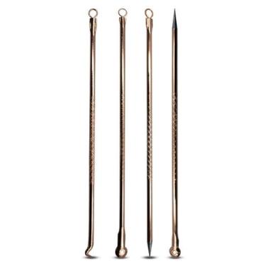 Imagem de Kit Extratores Acne - Aço Inox - 4 Curetas - Cobre - 12 cm - Arte Sedu