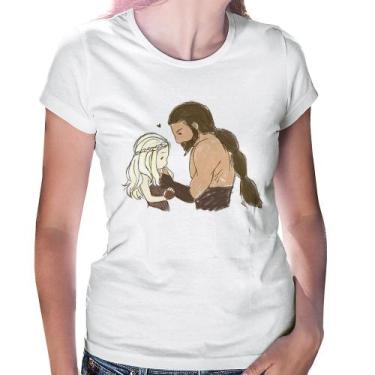 Imagem de Baby Look Khal Drogo e Daenerys Targaryen - Foca na Moda, Branco, GG