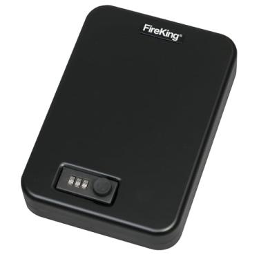 Imagem de FireKing SAFEMini cofre com fechadura de combinação, cofre para casa, cofre doméstico compacto para objetos de valor, pequeno e portátil, cofre programável, preto
