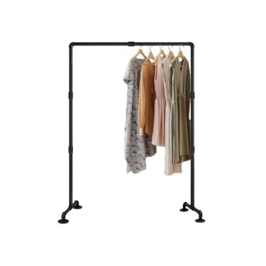 Imagem de Lengfkus Rack de roupas de ferro preto, rack de roupas de tubo industrial, organizador vintage para pendurar roupas de grau comercial para exibição de armazenamento de roupas