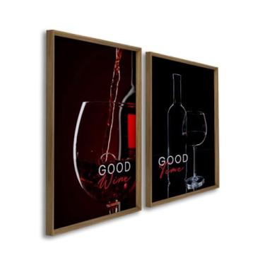 Imagem de Quadros Decorativos Bons Vinhos Bons Momentos Elegância e Sofisticação para Sala, Cozinha e Áreas Gourmet (Madeira, 50x75, S/Vidro)