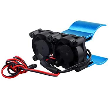 Imagem de Ventilador de motor RC Radiador dissipador de calor de alumínio ventiladores de resfriamento duplo para carro RC 1/10 540/550 Traxxas Axial Redcat HSP HPI Wltoys Himoto Tamiya (azul)