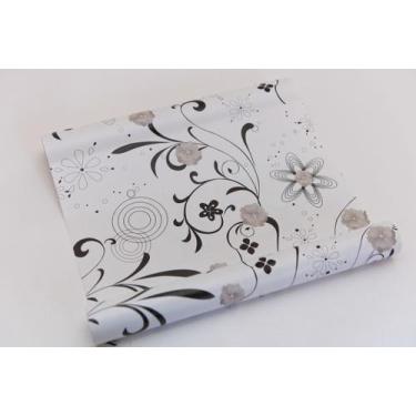 Imagem de Papel Adesivo Contact De Parede Floral Monocromático 45 Cm X 5 Metros 