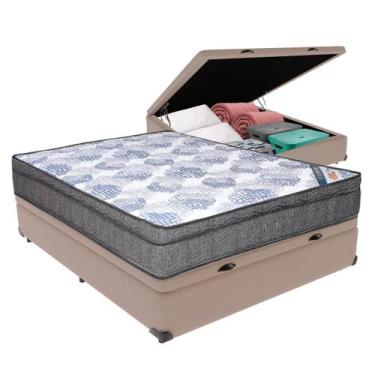Imagem de Cama Box Baú Viúvo Bege + Colchão ISO Superpocket Molas Superpocket Or