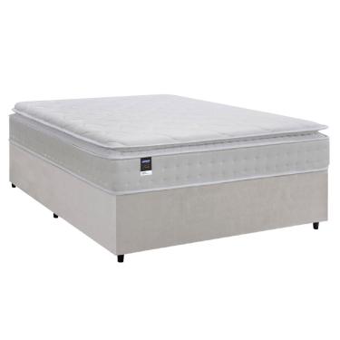 Imagem de Cama Box Casal King Colchão Molas Ensacadas Gazin Com Pillow Tower New 193x203x73cm Branco