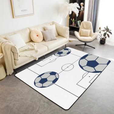 Imagem de Tapete decorativo para quadra de futebol infantil, 12 x 18 cm, para meninos, meninas, adolescentes, para sala de estar, quarto, tema esportivo, antiderrapante, tapete para decoração de quarto