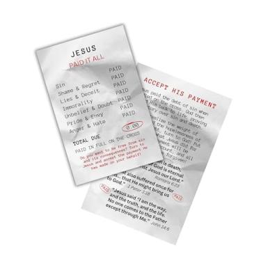 Imagem de Jesus Paid It All Receipts 100 unidades Roman Road Zero Due 6,3 x 10,2 cm, folhetos, folhetos, grupos juvenis, marcadores evangelistas