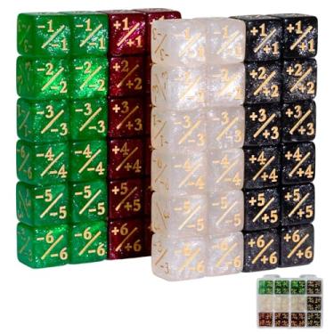 Imagem de SIXPOINTS 48Pcs 12mm MTG Counter Dice Plus 1 Life Counters +1/+1 Tokens 4 Color 6 Sided Dice Set with Case for Magic The Gathering, MTG, TCG, Card Games Accessories (White &Black &Red &Green)