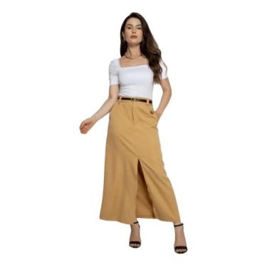 Imagem de Saia Social Feminina em Alfaiataria com Fenda Frontal - SAI-009 - HBD,