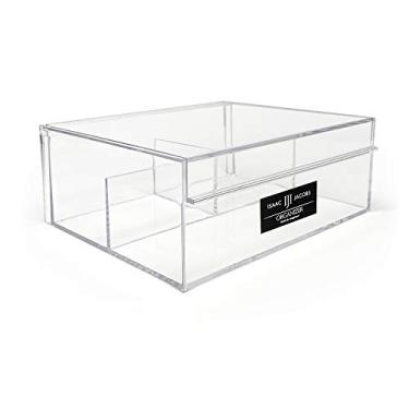 Imagem de Organizador de acrílico transparente com 3 compartimentos Isaac Jacobs com tampa (17 cm C x 21,7 cm L x 8,6 cm A), bandeja multiseções, solução de armazenamento para maquiagem, materiais escolares e de escritório (1 grande, 2 médios)