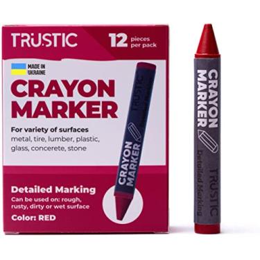 Imagem de Marcador universal de cera de cera para industrial e artesanato Marcação detalhada em madeira serrada caixa de metal cerâmica vidro concreto pneu plástico 10 x 1,27 cm, pacote com 12 (vermelho)