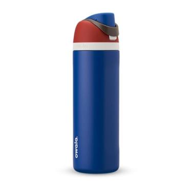 Imagem de Owala Garrafa de água isolada de aço inoxidável FreeSip com canudo para esportes e viagens, livre de BPA, 680 g, vermelho/azul Captain America