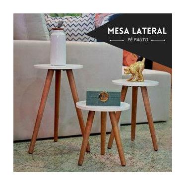 Imagem de Kit Trio Jogo de Mesinhas Lateral Redondas Sala Pé Palito - kelan, Pre