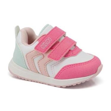 Imagem de Tênis Baby Menina Walk 453 Branco/Rosa/Azul Klin-Feminino