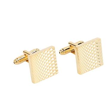 Imagem de Abotoaduras francesas Dupla Camada Galvanoplastia Polido Brass Gold Mens Formal Business Dress Shirts Ternos Cuff Buttons Elegante Design Clássico Presente Ideal para Casamentos