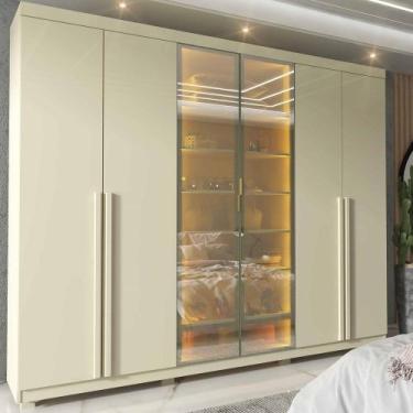Imagem de Guarda Roupa 6 Portas Casal 2 Reflecta LED Imperatriz Off White - Geli