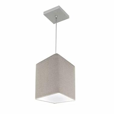 Imagem de Lustre Pendente Quadrado Cúpula Tecido 25/16x16 cm, Vivare Iluminação, Pendente4007 CZ, Cinza, Pequeno