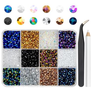 Imagem de qiipii Strass De Resina Gelatinosa 12 Cores Para Artesanato, Pedras 3 Mm Com Fundo Plano, Gemas, Arco-Íris Escuro, Colorido, Ab Ss10, Diamantes Sem Hotfix, Amuletos Unhas, Rosto, Olhos, Maquiagem, A