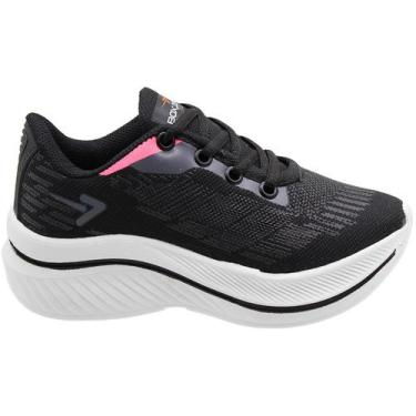 Imagem de Tênis Escolar Menina Juvenil Box 200 Mesh Leve, Preto, Branco, 32